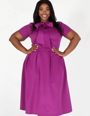 Modest Bow Tie Dress | Your Style Clothing 2X / Yellow Modest Bow Tie Dress | Your Style Clothing 2X / Yellow