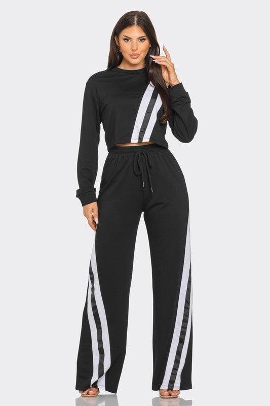 Stripe Casual Pant Set