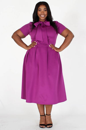 Modest Bow Tie Dress | Your Style Clothing 2X / Yellow Modest Bow Tie Dress | Your Style Clothing 2X / Yellow